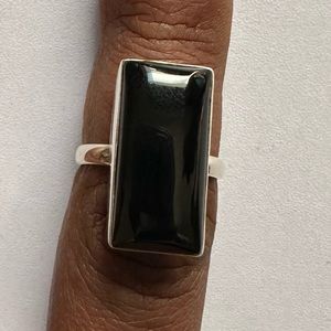 Solid Sterling Silver Black Onyx Size 7